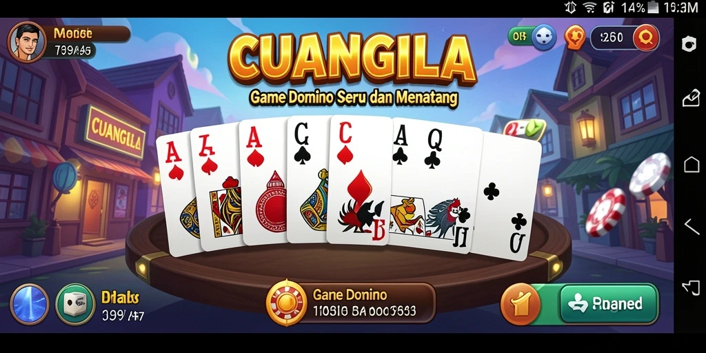 Screenshot gameplay CUANGILA dengan aksi seru permainan Domino.