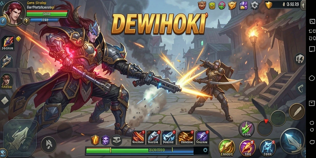 Tampilan gameplay seru DEWIHOKI dengan strategi pertarungan yang mendalam.