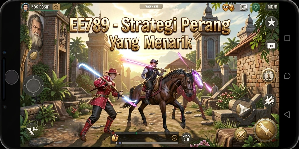 Screenshot gameplay EE789 menampilkan medan perang yang dinamis.
