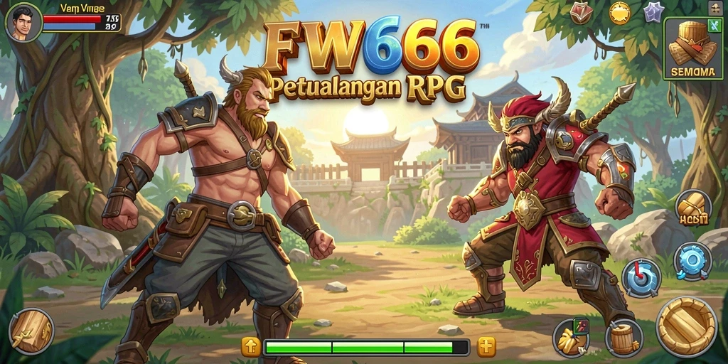 Tampilan screenshot gameplay FW66 yang menampilkan pertarungan seru dalam RPG.