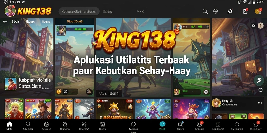 Tampilan utama aplikasi KING138 dengan fitur utilitas yang menarik.