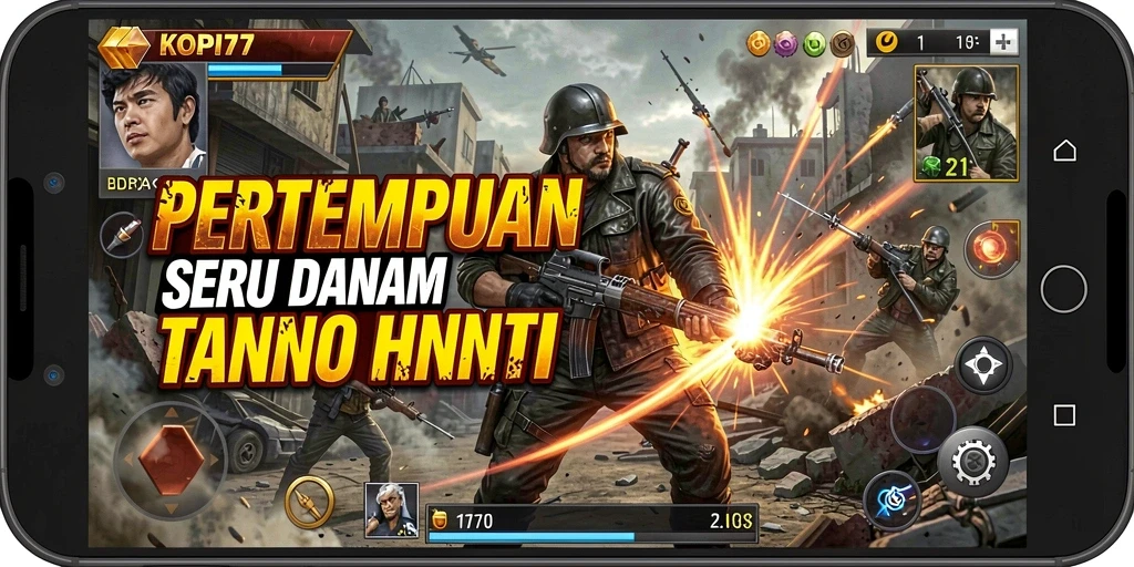 Screenshot utama KOPI77 menampilkan gameplay aksi yang menegangkan.
