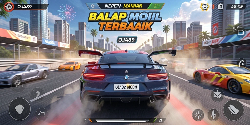Tampilan permainan balap yang seru di OJA89 dengan grafik menawan.