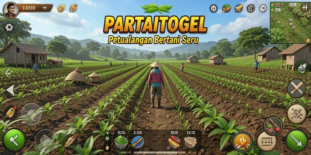 Gambaran gameplay bertani di PARTAITOGEL yang menenangkan.