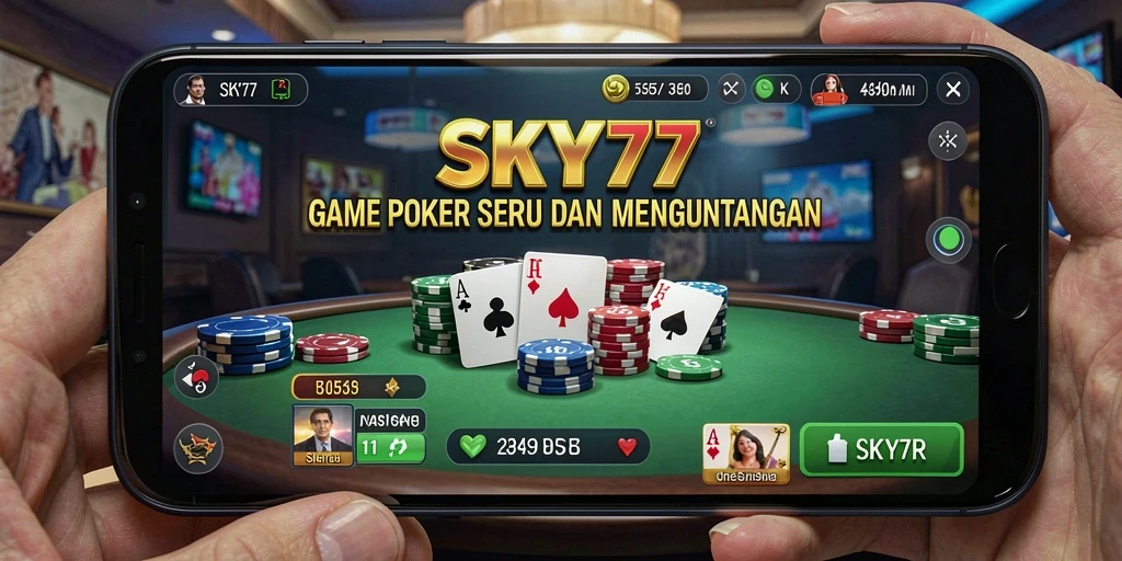 Screenshot gameplay <strong>SKY77</strong> menunjukkan aksi penuh strategi dalam permainan Poker.