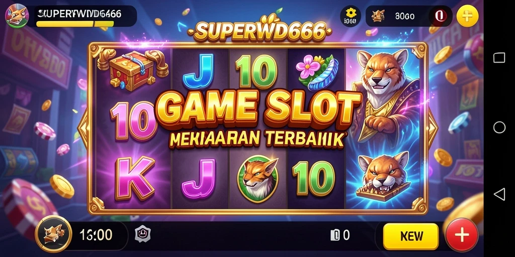 Tampilan gameplay SUPERWD666 yang menarik dengan berbagai simbol slot.