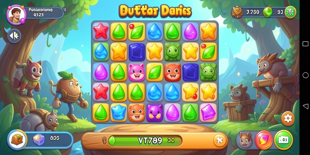 Screenshot gameplay VT789 menampilkan momen seru saat menyusun item Match-3.